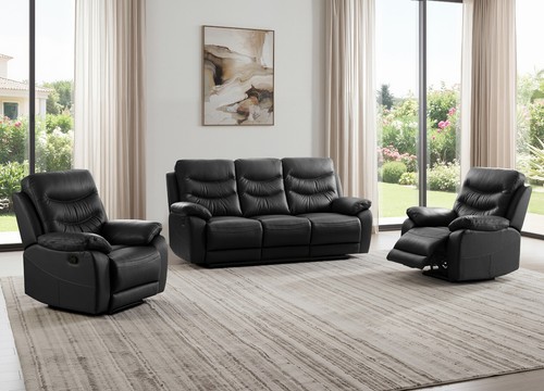 Black italian leather seater - black,