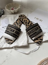 Dior Dway Slides Multicolor Mizza Embroidered Cotton Authentic Receipt 39.5