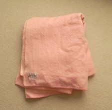 Vintage Pink Wool Witney Blanket 70" x 83.5" GC