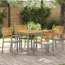 WALPLUS Garden Chairs 4 pcs Grey Acacia Wood & Steel