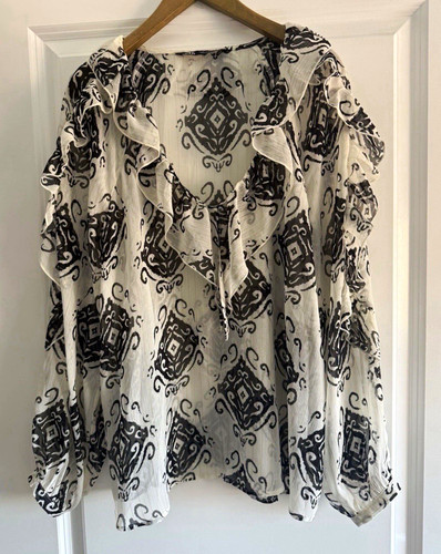 Zara white black - white, chiffon