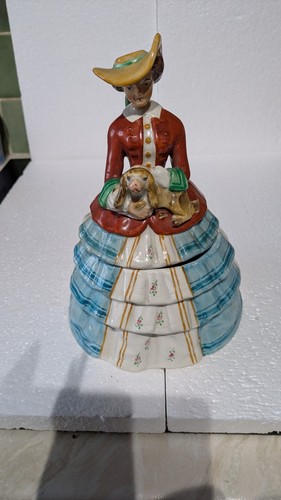 Crinoline lady lidded trinket - lidded,