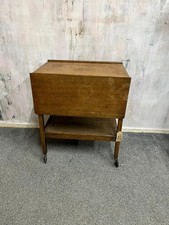 Vintage Oak Tea Trolley Shelf Under On Castors 2 Leafs