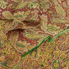 Sanskriti Vintage Sarees Red Quilting Felting Craft Fabric Pure Silk Print Sari