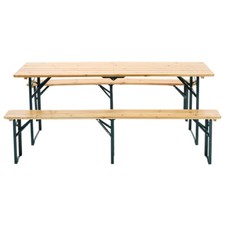 3Pc Outdoor Garden Beer Table & Bench Set Foldable Picnic  Table Patio Furniture