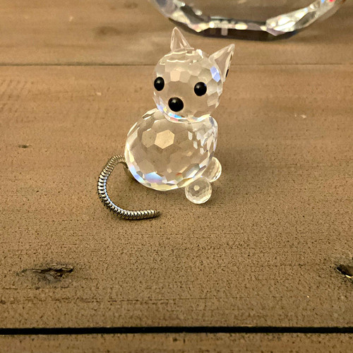Unmarked clear crystal cat - unmarked,
