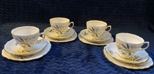 4 X VINTAGE COLCLOUGH STARDUST BONE CHINA TRIOS (TEACUP, SAUCER & SIDE PLATE)