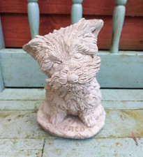 Vintage concrete stone garden statue ornament of Terrier Dog Fred 7.5 inches
