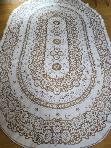 Vintage cotton lace tablecloth - cotton,