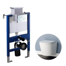 Bathroom Wall Hung Toilet Rimless 0.82M Concealed Cistern Frame Soft Close Seat