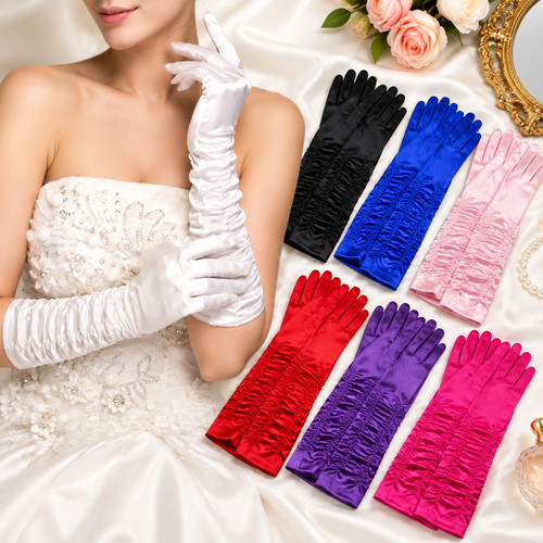 Satin gloves long elegant - satin,