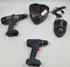 Lot of 4 Bosch Cordless Tools - 2 Drill/Drivers, 2 Chargers, Used