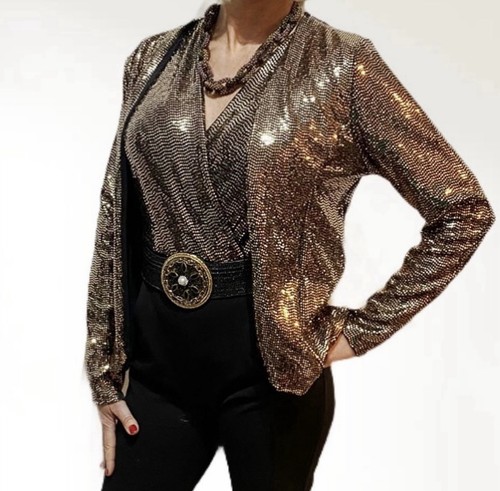 Gold sequin jacket - jacket, size