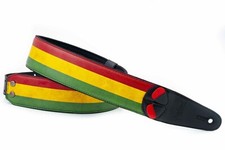 Right-On Mojo Rasta Synthetic 6cm wide Guitar strap with pick holders