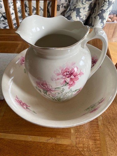 Porcelain wash bowl and - , jug