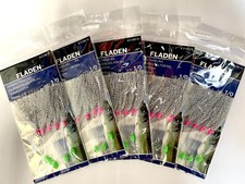 5x Packs Fladen Herring Tinsel Rig Mackerel Feathers 5 Hook Size 1/0 Sea Fishing