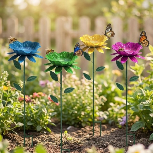 Bird bath stake - bath, metal