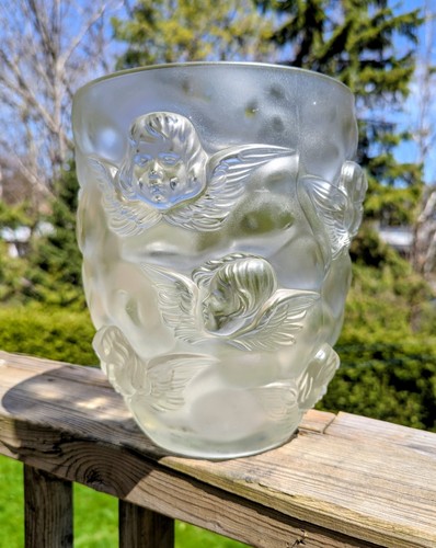 Art deco frosted glass - glass, cherub