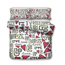 Love Hearts Squirrels Bed Linen Bedding Duvet Cover Set Christmas Wedding Gift