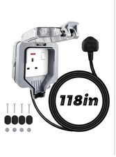 WEATHERPROOF OUTDOOR GARDEN 1 GANG SINGLE 13 AMP SWITCHED SOCKET IP66- 3M CABLE