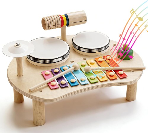 Kids wooden drum kit set - kids,