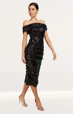 Little Mistress Womens Polka Dot Sequin Midi Dress RRP £75