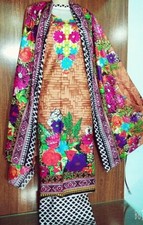 Asian Pakistani Indian Women's Printed 100% Linen Suit Dress  Shalwar Kameez