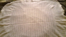 Vintage Hand knitted Cream Baby Shawl. 127cm x 97cm. Excellent Condition. 