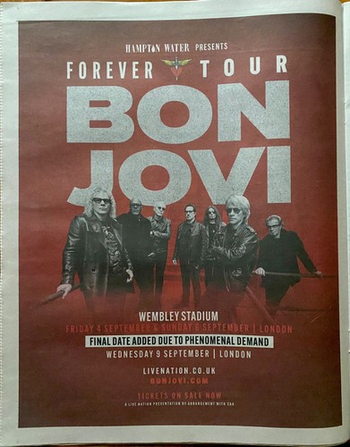 Bon jovi live tour - dates, 2026