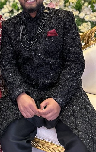 Mens black sherwani groom - black,