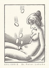 Exlibris - EGBERT HERFURTH - For Peter Labuhn - Argive Princess Danae - Signed 