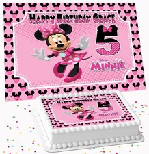 MINNIE MOUSE BIRTHDAY PARTY PERSONALISED ICING EDIBLE COSTCO CAKE TOPPER RM-159