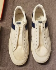 Rare 1980's vintage Pony model 5575 Cross Court tennis shoe sz 7 white/navy