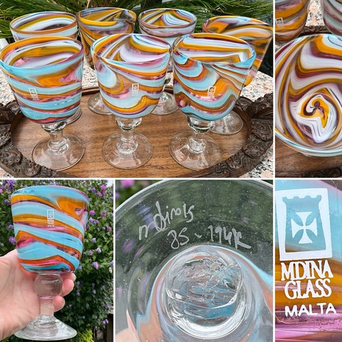 One mdina wine goblets - one,