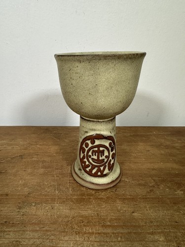 Vintage stoneware wine goblet - vintage,