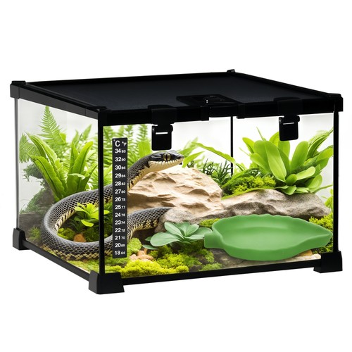 Pawhut glass reptile terrarium - glass,