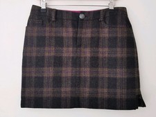 Dubarry of Ireland Grey Check Pure New Wool Tweed Skirt Size UK 10