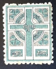 IRELAND 1907-16 SINN FEIN CELTIC CROSS PALE BLUE & BLACK LABEL UNUSED HIB L13€75