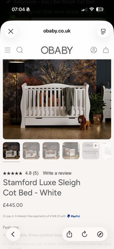 Obaby stamford luxe - stamford, cot