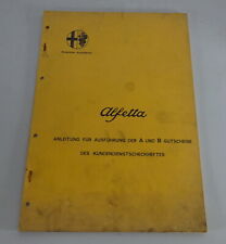 Manual Alfa Romeo Alfetta Maintenance / Inspection As of 07/1972