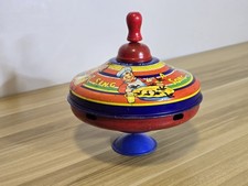 Chad Valley Vintage Spinning Top "sing a song of sixpence" Tin Toy Humming Top.