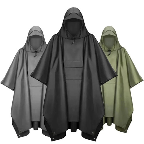 Hooded sleeve rain poncho - hooded,