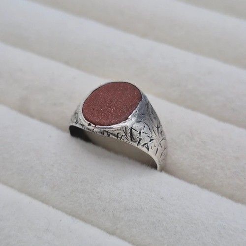 Vintage goldstone signet ring - vintage,