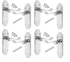 Door handles Chrome Polished Pack of 4 (pairs) Shaped Scroll 168mm x 42mm