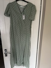 Brand New Ladies Light Green Polka Dot Dress Size 10 By Primark