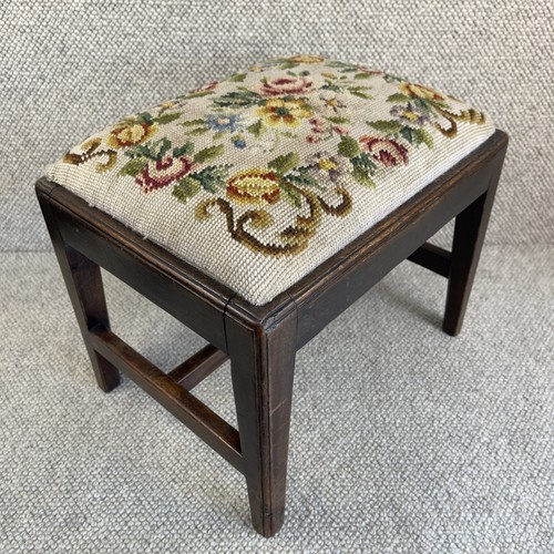 Antique dark wood footstool - dark,