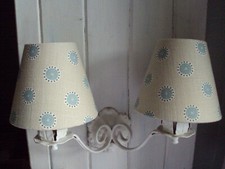 **CANDLE LAMPSHADES**'VANESSA ARBUTHNOTT FABRIC 'PRETTY MAIDS' LIMESTONE&WINTER