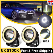 Pair Angel Eyes Halo Car Fog Lights Lamp Projector DRL COB LED Bulbs 2.5 INCH UK