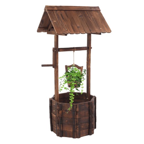 Wooden wishing well hanging - wooden,