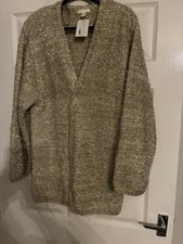 Ladies Festive Shimmering Gold Cardi Coat Medium New
